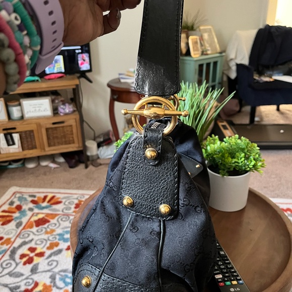 Gucci Made in Italy Canvas Leather Trim Shoulder Bag - Picture 4 of 9